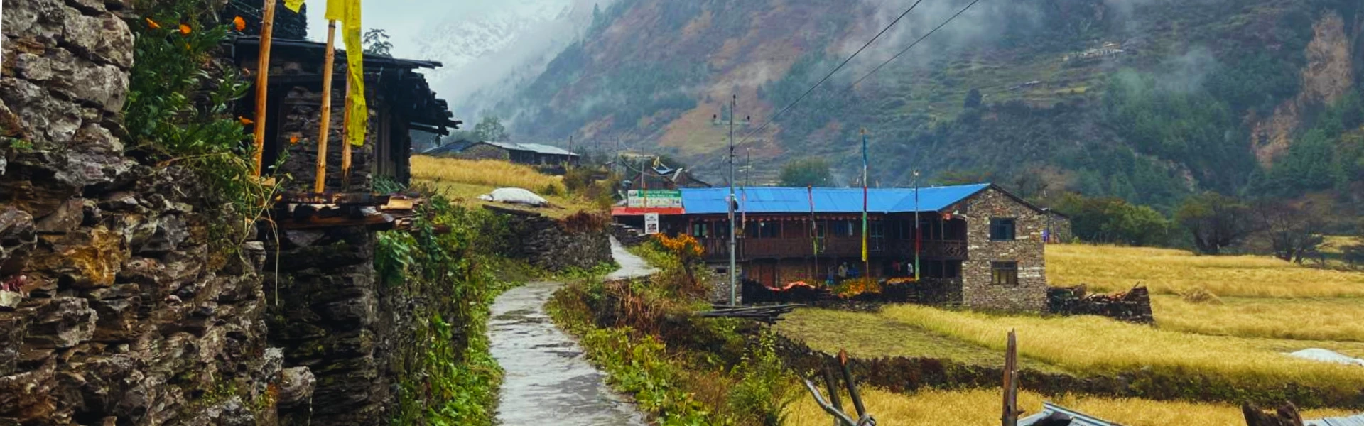 Simple mountain lodge accommodation along the Manaslu Circuit Trek route