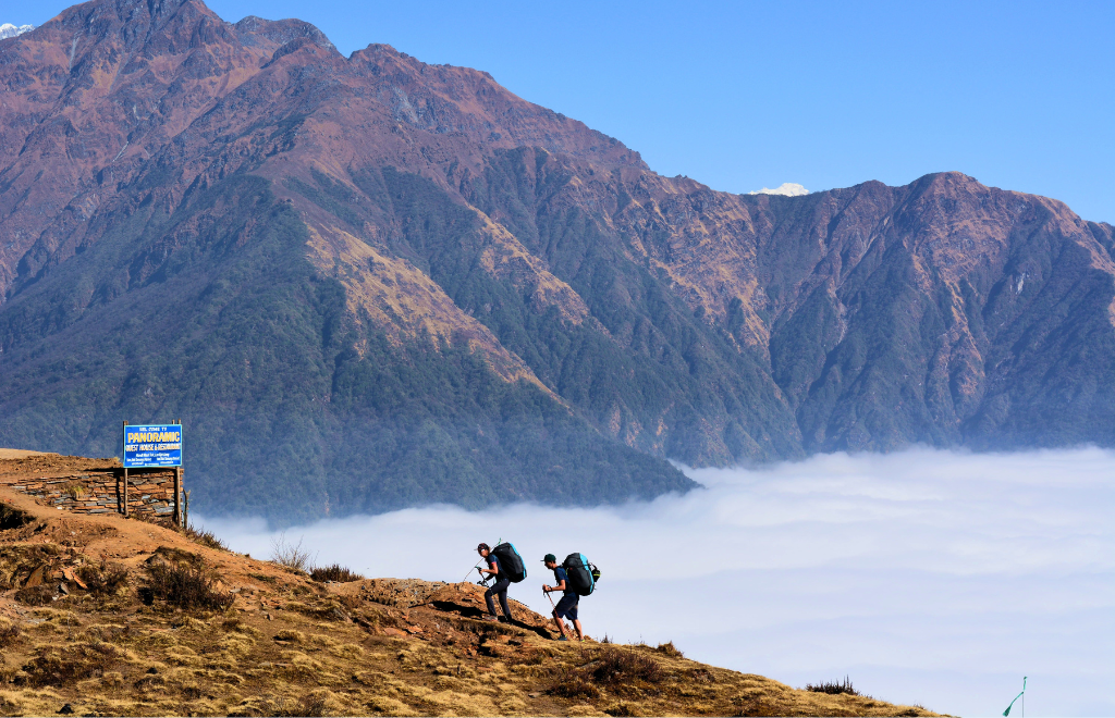 Breathtaking view of Annapurna mountain range seen from Annapurna Base Camp trek trail, Nepal