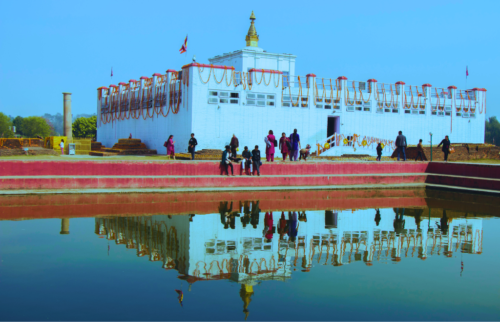 Maya Devi Temple and peaceful monastic gardens in Lumbini, birthplace of Lord Buddha, Nepal