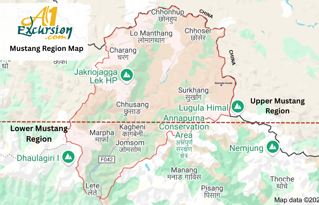 mustang region map-Nepal