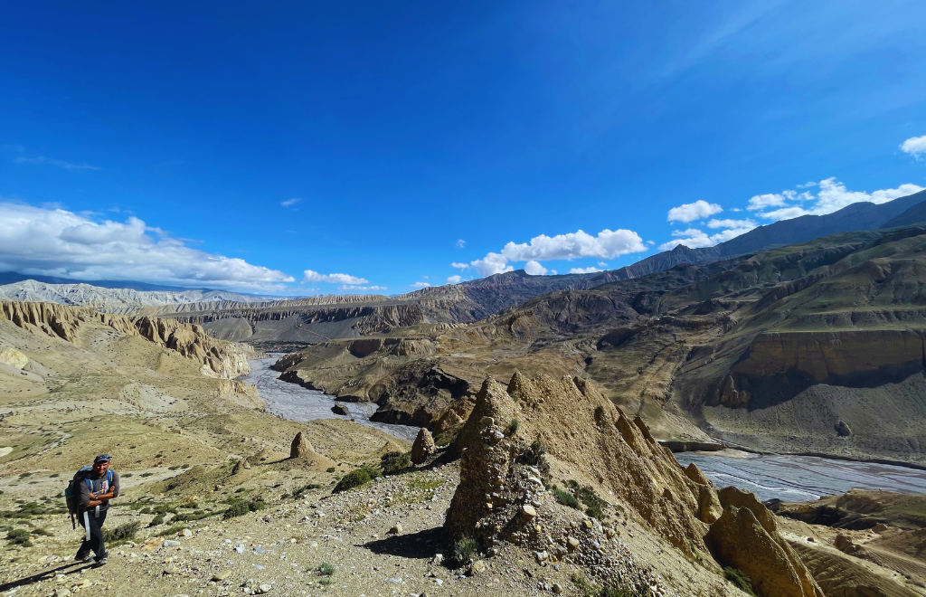 Trekker at the upper mustang trek route 