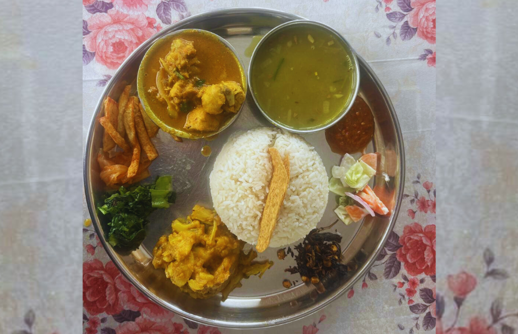 Food and Accommodation in Upper Mustang Trek – Traditional Dal bhat at mustang trekking