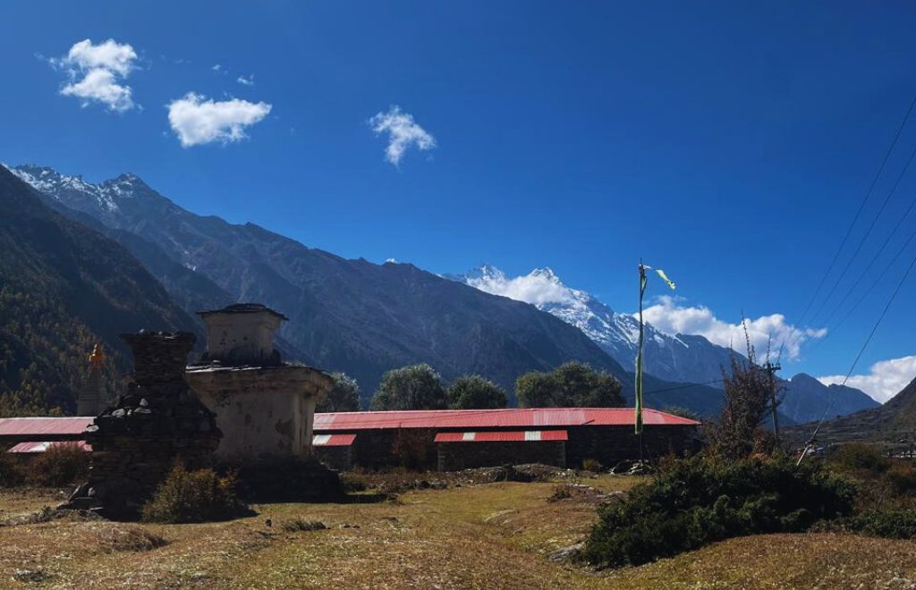 Simple mountain lodge accommodation along the Manaslu Circuit Trek route